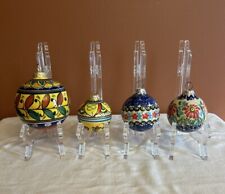 Christmas Ornaments Hand Painted Polish Pottery/Ceramic ~ Floral Design picture