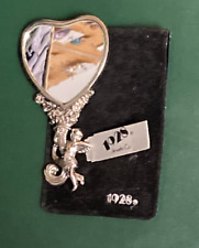 1928 Jewelry Co Small Silver Angel/Cherub Floral Mirror Original Bag - Very Rare picture