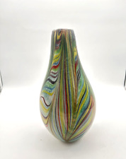VINTAGE 1960-1970 Italian Murano Large Multicolor Blown Glass Vase picture