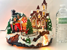 Cracker Barrel Animated Fiber Optic Christmas Village Season Peace Tree & Church picture