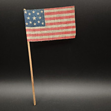 Antique 13 Star American Parade Flag Gauze Centennial Medallion 2.25