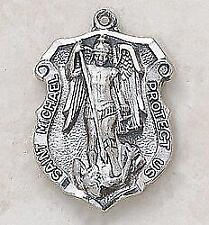 Traditional Sterling Patron Saint Michael Medal Size 1.25 in H with 24in L Chain picture