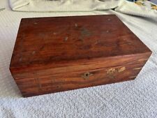 BEAUTIFUL WOOD JEWELRY BOX BRASS INLAID DESIGN ON FOUR SIDES picture