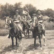 US Army 1st Cavalry Headquarters Guidon Horses Soldiers Real Photo Postcard RPPC picture