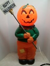 VTG Halloween Blow Mold Pumpkin Don Featherstone Scarecrow Goblin 1995 With Sign picture