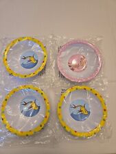 Dr.suess Ceral Bowls, All New Still In Wrapper 3 With Yellow Fish, 1 Pink Dish. picture