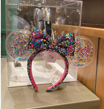 US DisneyPark Rainbow Edition Minnie Ears Confetti Star Sparkle Sequins Headband picture