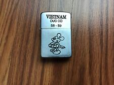 ANTIQUE ZIPPO LIGHTER, AT WAR VIETNAM, DUC CO, 58 - 59 ,,,ENGRAVED BOTH SIDE picture