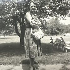 VINTAGE PHOTO Sturgeon Bay, Wisconsin 1960 woman in checkered dress Original picture
