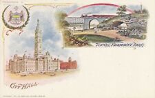 PHILADELPHIA PA - City Hall and Fairmount Park Tunnel Pioneer Era Postcard picture