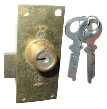 Vintage Corbin Cabinet Lock Co. Wardrobe Door Bolt Lock Flat Key 8J10 Brass USA picture