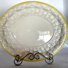 Antique 1800s Capodimonte White Weaved Platter w/Yellow Trim 13.5 x 11.5 Italy picture