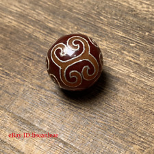 1PC 20mm Tibet Red Agate Inlaid with Silver Silk Ruyi Pattern Round Bead Pendant picture