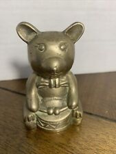 Small Brass Teddy Bear Figurine w/Drum  3