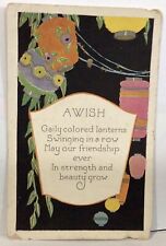  Vintage Postcard FRIENDSHIP - Art Deco Colored Lanterns - EMBOSSED picture