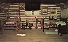 Log Cabin Interior, Swiss Historical VIllage, New Glarus Wisconsin WI - Postcard picture