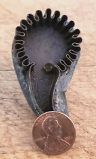 RARE Antique 19th C Miniature TIN Crimped HANDLE Cookie FLOWER Cutter 2