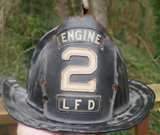 Antique Cairns & Brothers Firemen Helmet with Leather Engine 2 LFD Badge picture