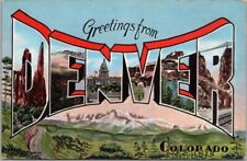 Vintage DENVER Colorado Large Letter Postcard Multi-View KROPP Linen - UNUSED picture