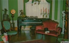 Belmont County Gay 90's Mansion Interior Piano Ohio Postcard B248 picture