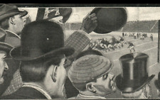 1908 Knox Hats Victorian Men's Clothing Bleachers Football Game Stadium 8496 picture