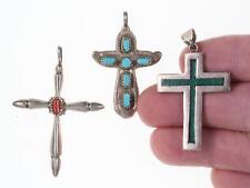 3 Vintage Southwestern/Native American sterling cross pendants picture