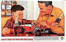 Pepsi Cola ad vintage 1964 father son car original center fold advertisement picture