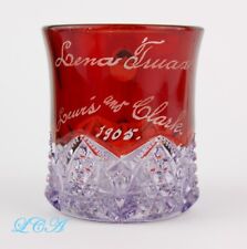 Antique LEWIS & CLARK 1905 souvenir mug RED & SUN COLORED amethyst EAPG glass #1 picture
