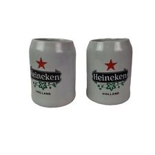 Vintage Heineken Holland Beer Mugs Stoneware Set of 2 GUC picture