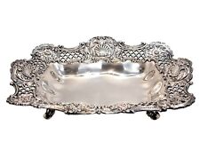 VTG MERIDEN BRITANNIA SILVER-PLATED RETICULATED SCALLOP & ROSE VEGETABLE DISH picture