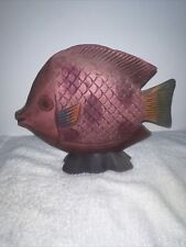 Vintage Large Wooden Hand Carved Painted Fol Art Fish Home Lake House #18 picture