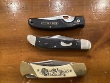 3 big Folding Lock Blade Knives Lot Frontier,schrade And Smith & Wesson picture