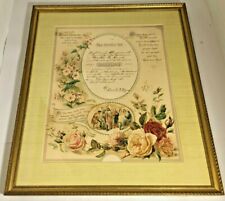 1909 Antique Indiana Framed Marriage Certificate 21x18x1 picture
