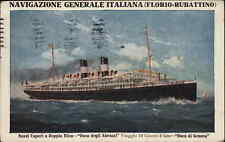 Navigazione Generale Italiana Genova Italy Steamer 1913 Troy NY Cancel PC picture
