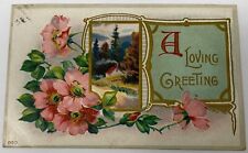 A Loving Greetings Flowers With Homestead Postcard  picture