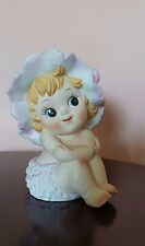 Vintage Lefton Handpainted Baby Girl with Pink Bonnet & Bloomers 6 x 3.5