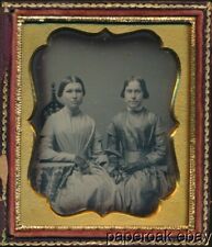 1850's 6th Plate Daguerreotype of Two Women Wearing Fancy Gloves picture