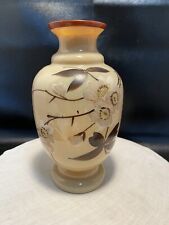 Vintage Bristol Cream Glass Hand painted Vase picture