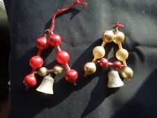 VINTAGE PAIR OF 2 MERCURY BEAD WITH A BELL CHRISTMAS ORNAMENTS picture