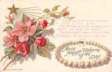 1910 Gem & Flower Birthday PC for Month of June With Wild Roses & Pearls-E. Nash picture