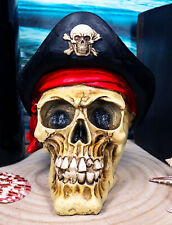 Pirate Captain Hook Marauder Skull With Golden Earring Statue Skeleton Decor picture