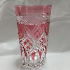 Edo Kiriko Sake cup Kagami Crystal  Red Covered Rocks Glass picture