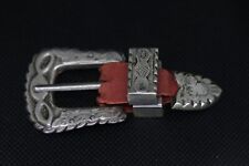 Small Vintage Sterling Silver Ranger Buckle with Two Keepers and Tip picture