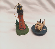 Miniature Lighthouse & Ship Spoontiques Figurines LtHouse 3-1/4 