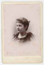Antique Circa 1880s Cabinet Card Beautiful Young Woman With Necklace Salem, OH picture