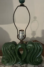 1950s Mid Century Modern Ceramic Lamp Green Abstract Large Glazed Television picture