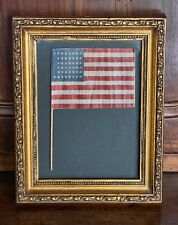 Antique 44 Star American Parade Flag~ Wyoming 1891-1896~ Framed w Original Stick picture