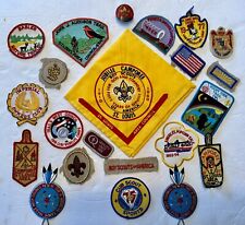 Vintage Lot 20 Boy Scouts BSA Scouting Patches & 1960 Neckerchief 60s - 90s picture