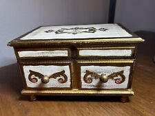 Vintage Italian Style Tole Florentina Wood Musical Jewelry BOX, Blue Danube picture