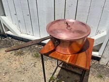 Antique Copper Pot & Lid Dovetailed Very Old Extra Large 12.5” Diameter Restored picture